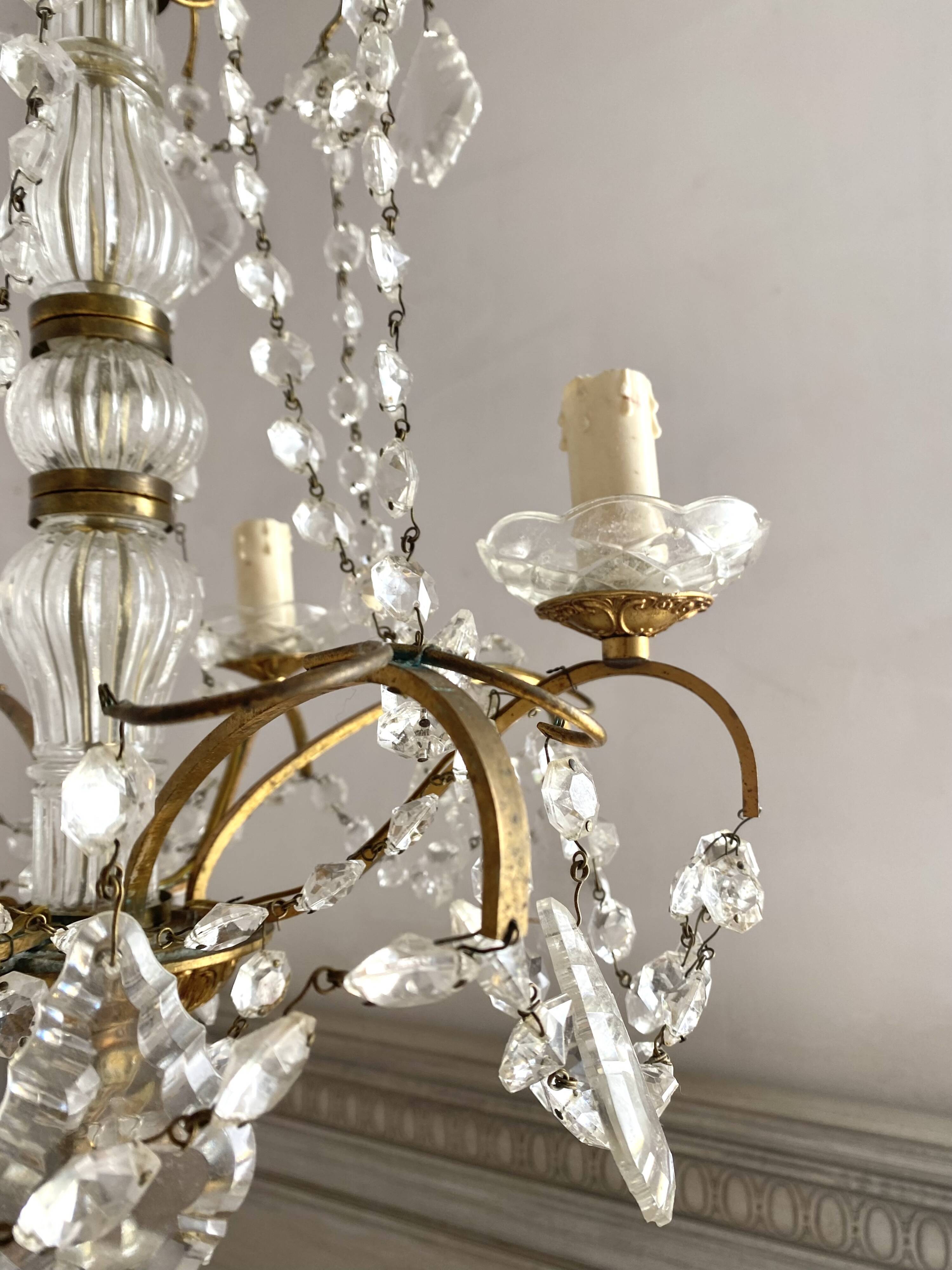 4-light chandelier with tassels, height 80cm