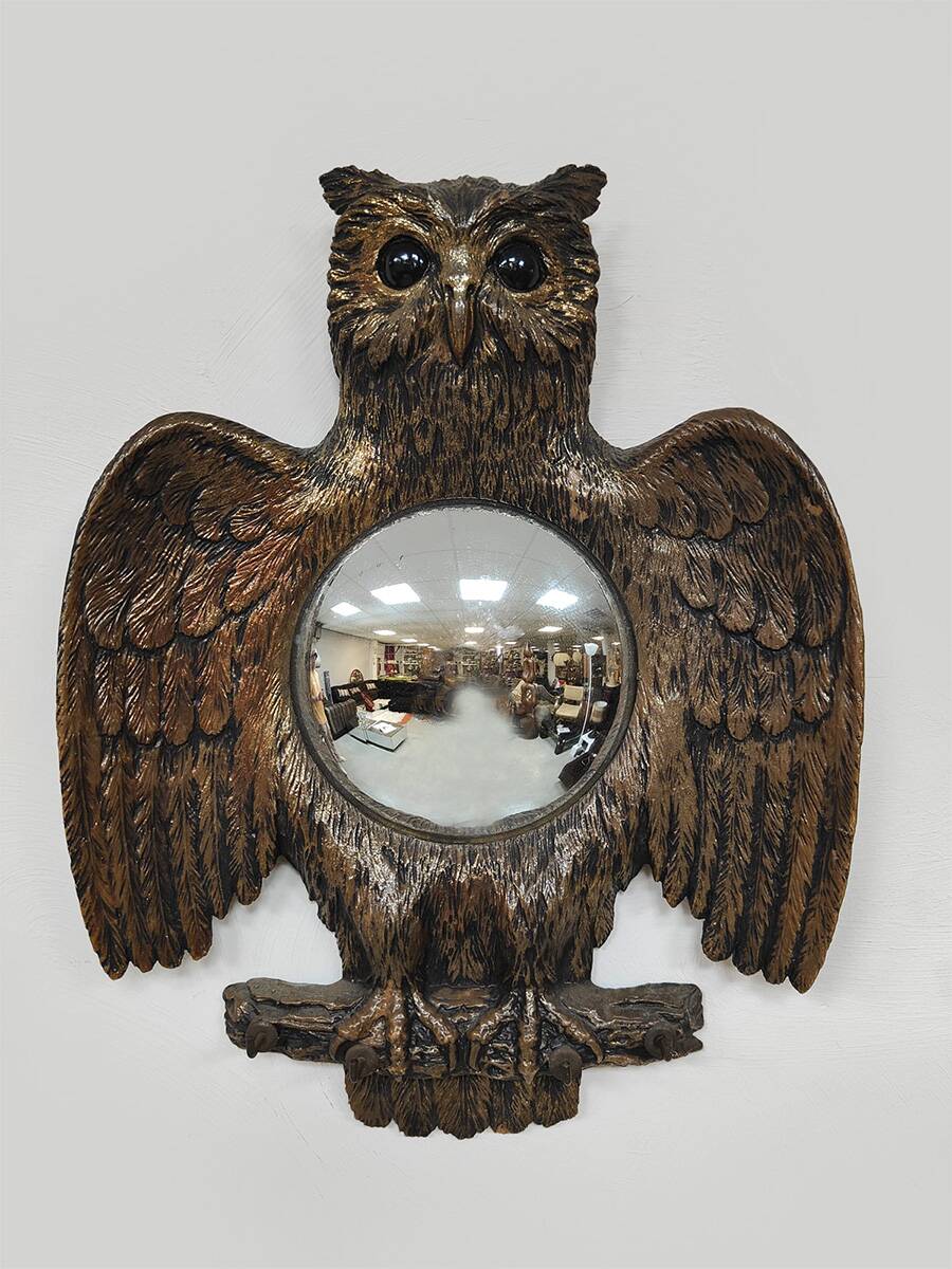 Miroir hibou convexe vintage français des années 60