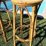 3 tabourets rotin vintage