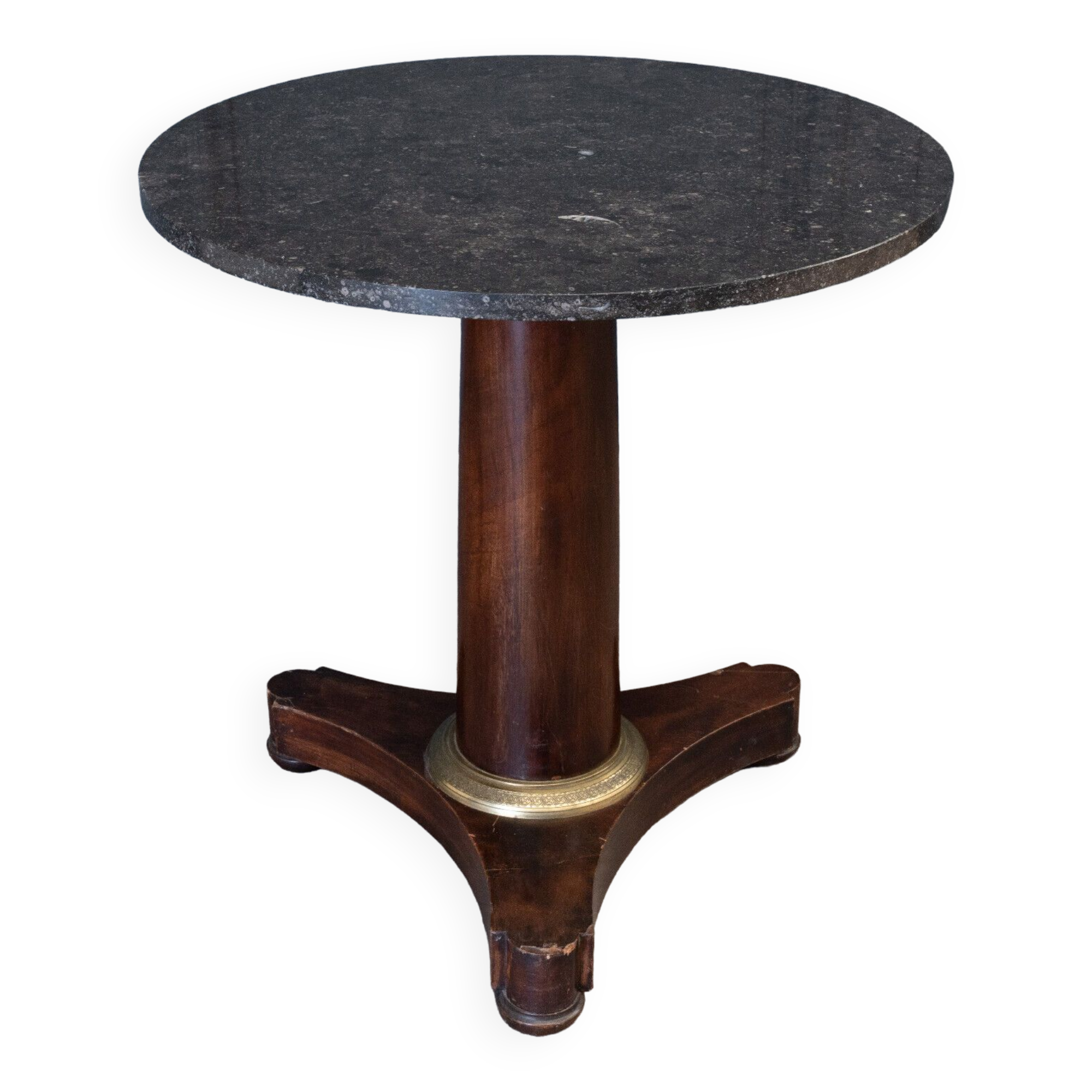 Mahogany pedestal table was central foot tripod gray marble of Sainte Anne nineteenth