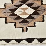 Off White & Brown Tribal Kilim Runner Rug, 101x388Cm