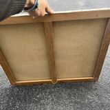 Antique painting Still life – apples, blue pottery and brass jug