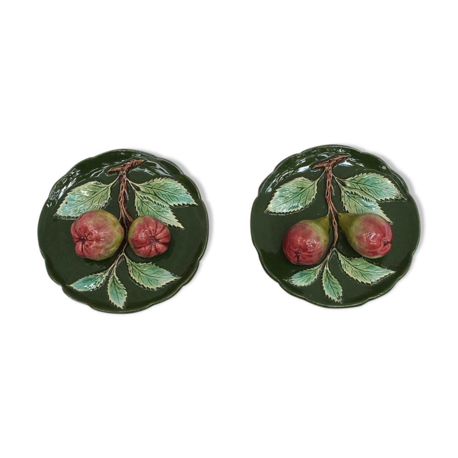 Pair old earthenware plates numbered dimension: diameter -6cm- height -6cm-