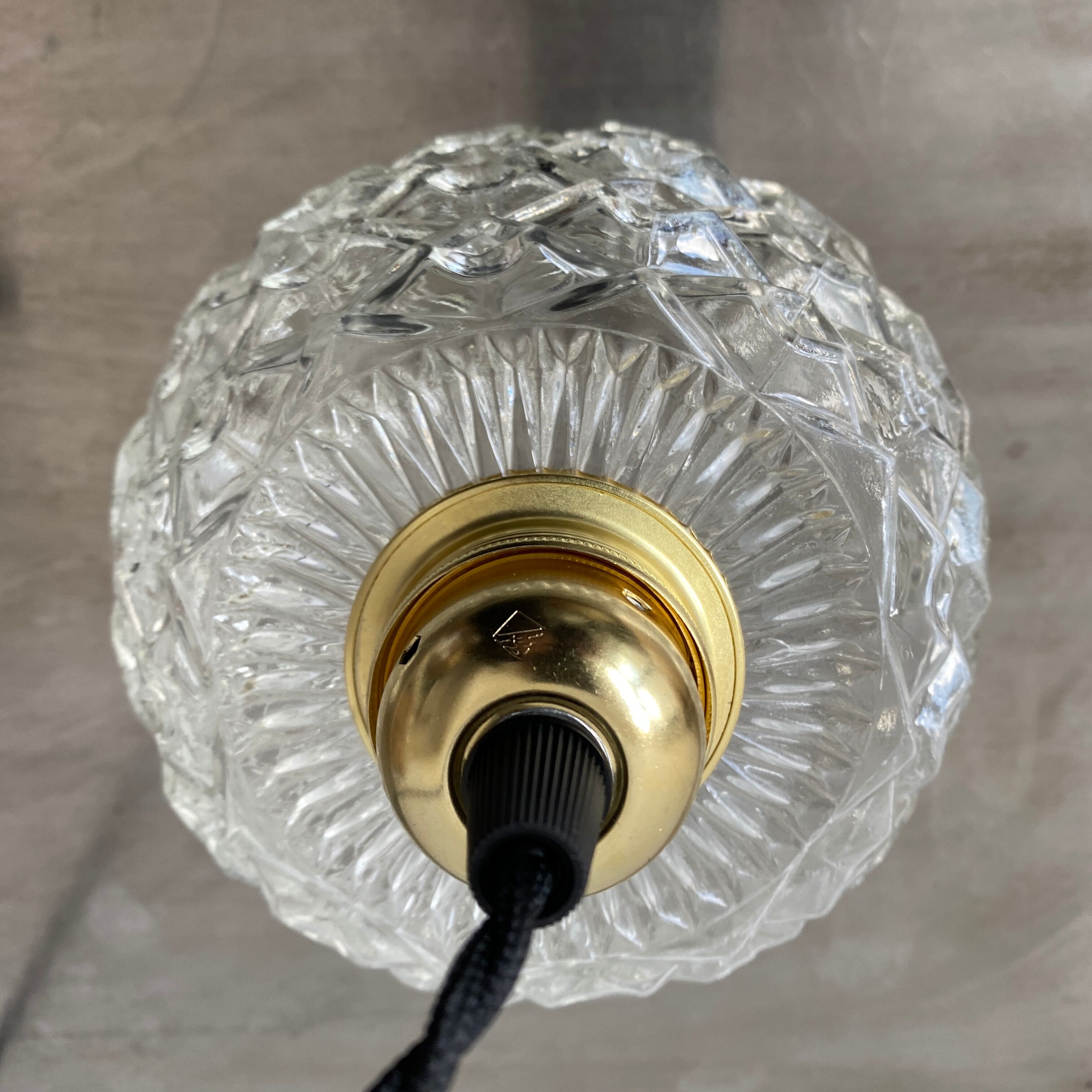 Lot 3 old vintage molded glass hanging lamp