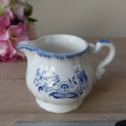 Old Milk Jug, Creamer, Pourer, Sarraguemines Lancaster Blue Flower Decor Vintage