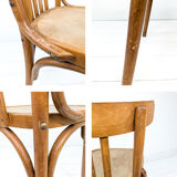 Chaise bistrot vintage en bois courbé avec dossier à barreaux