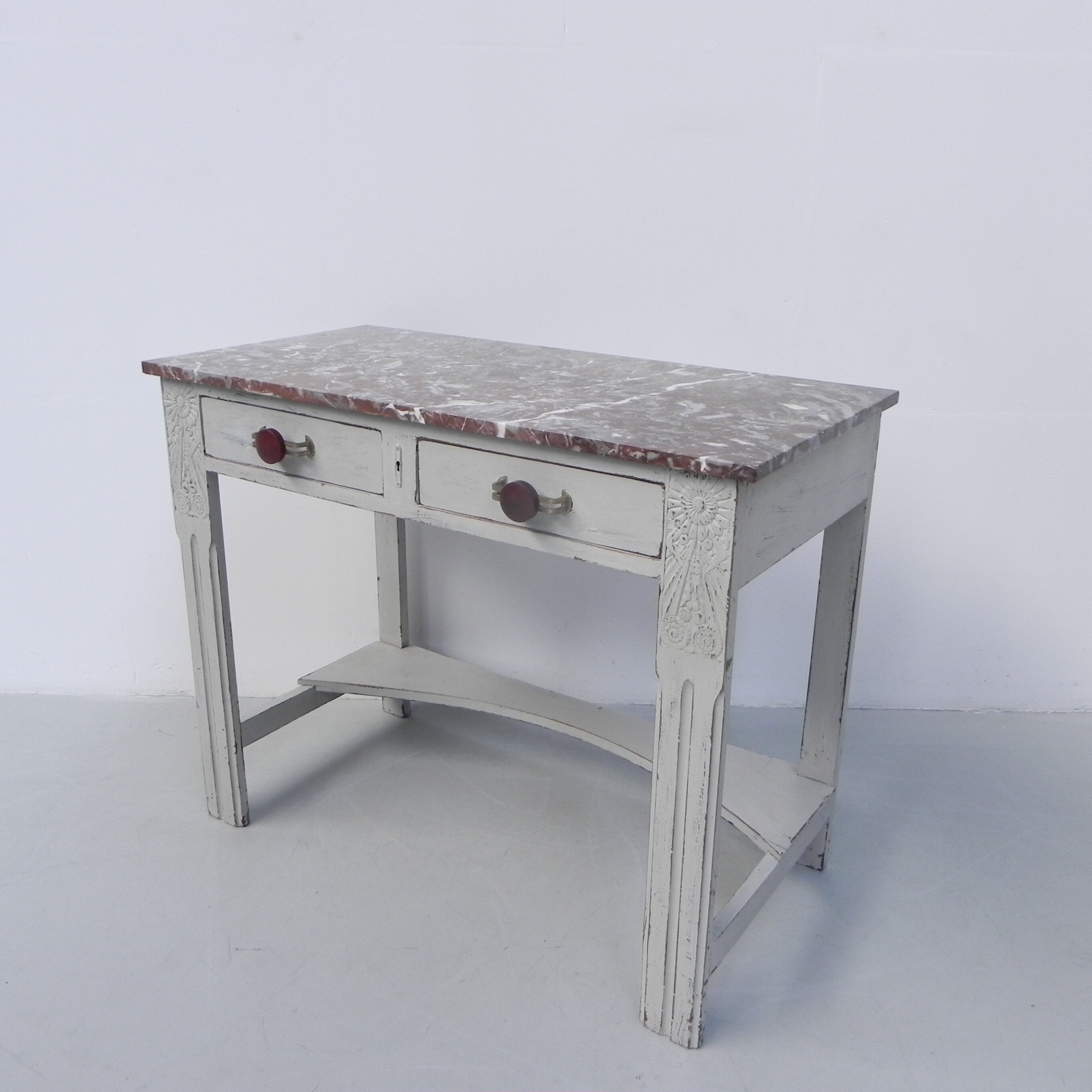 Art Deco table with 2 drawers and mirror, side table