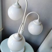Lampe de table en métal blanc vintage avec 3 boules de lanterne, années 80
