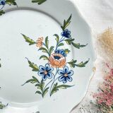 Ancienne Assiette Faïence Française XVIIIème NEVERS motif fleuri