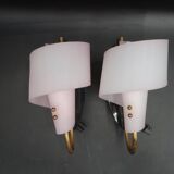 Pair of wall lights 1950 1960 Design Geru Leuchten Plexiglas and Brass