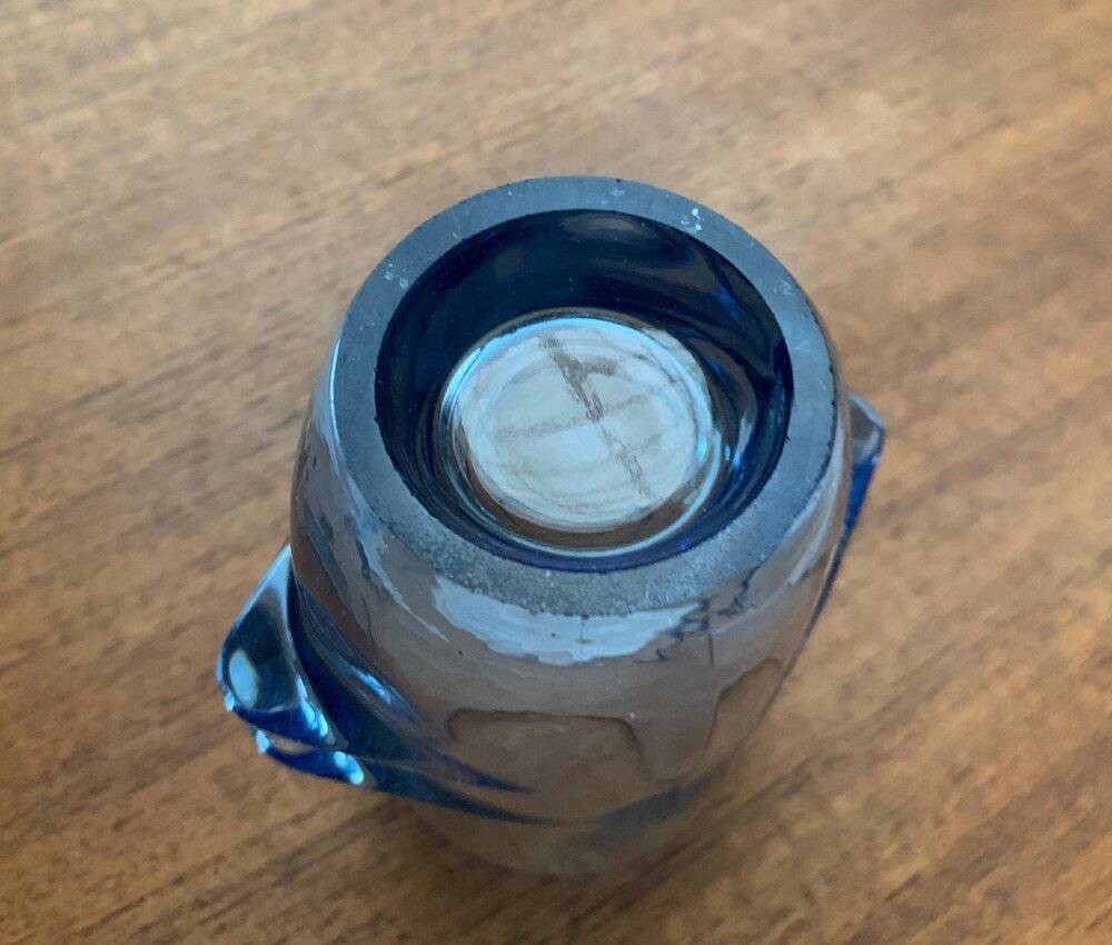 Blue glass vase model 20064 in Mid-Century style by Vladislav Urban for Hermanova Hut, 1960s.