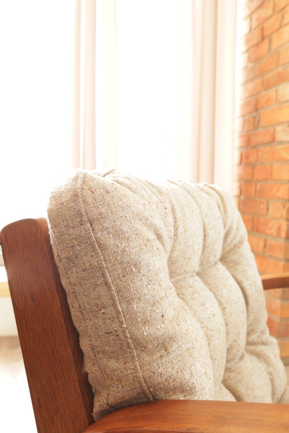 Pair of vintage beige granola armchairs from the 1950s