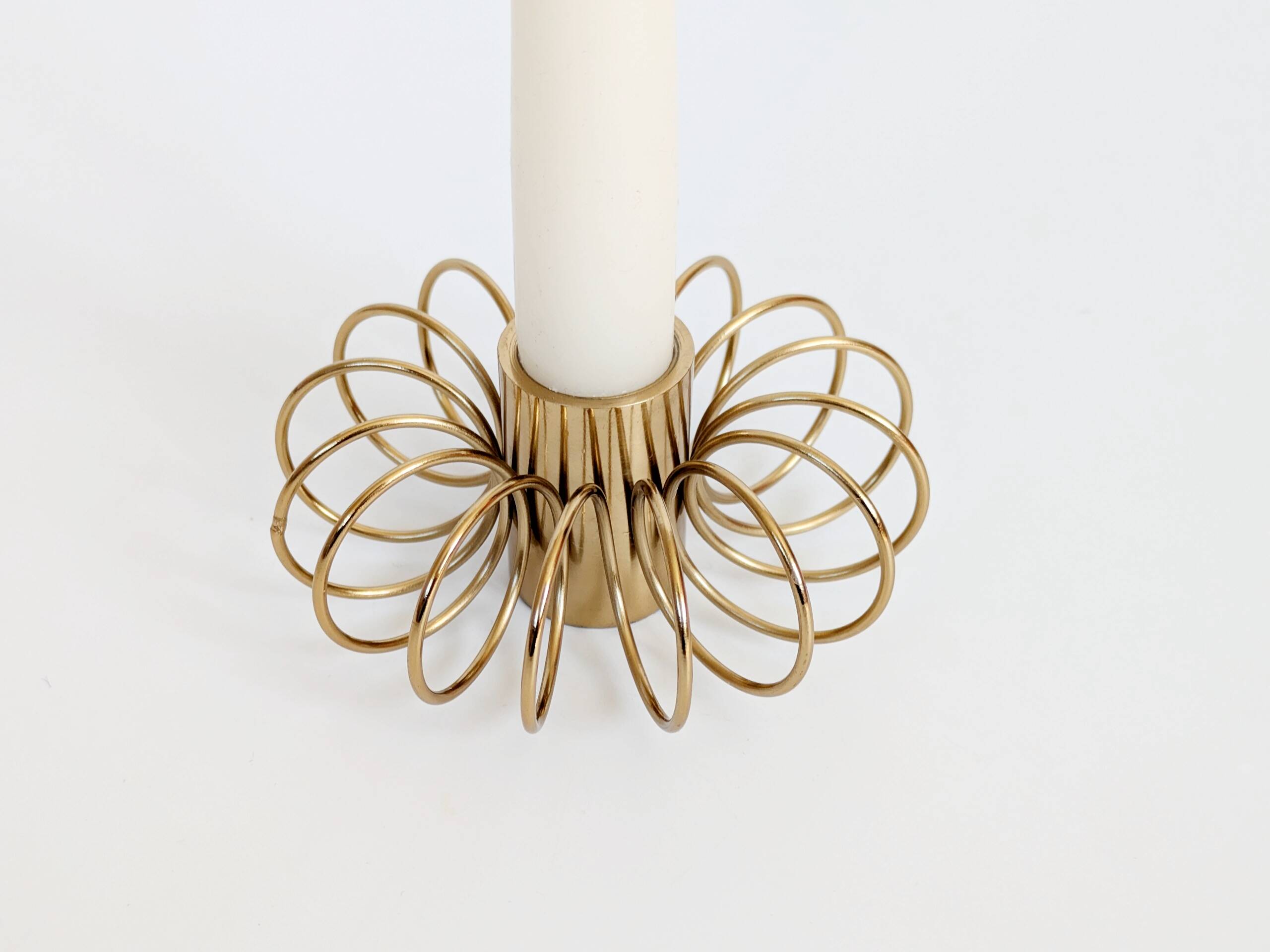 Vintage Brass Spiral Candle Holder Minimalist Midcentury Design