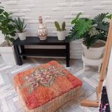 Handmade Berber pouf in wool 60 X 60 X 20 CM