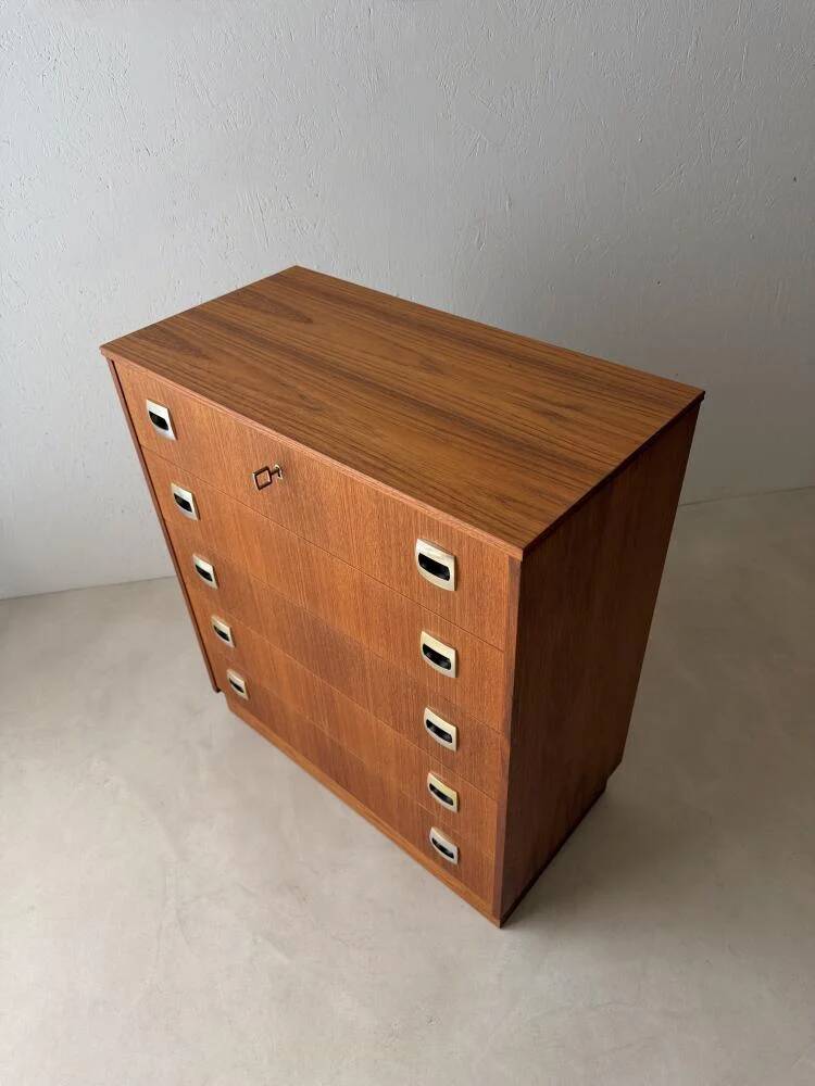Swedish mid-century chest of drawers teak five drawers