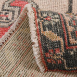 4x10 red & beige wool vintage rug 140x301cm