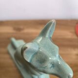Celadon green crackled ceramic dog circa 1930