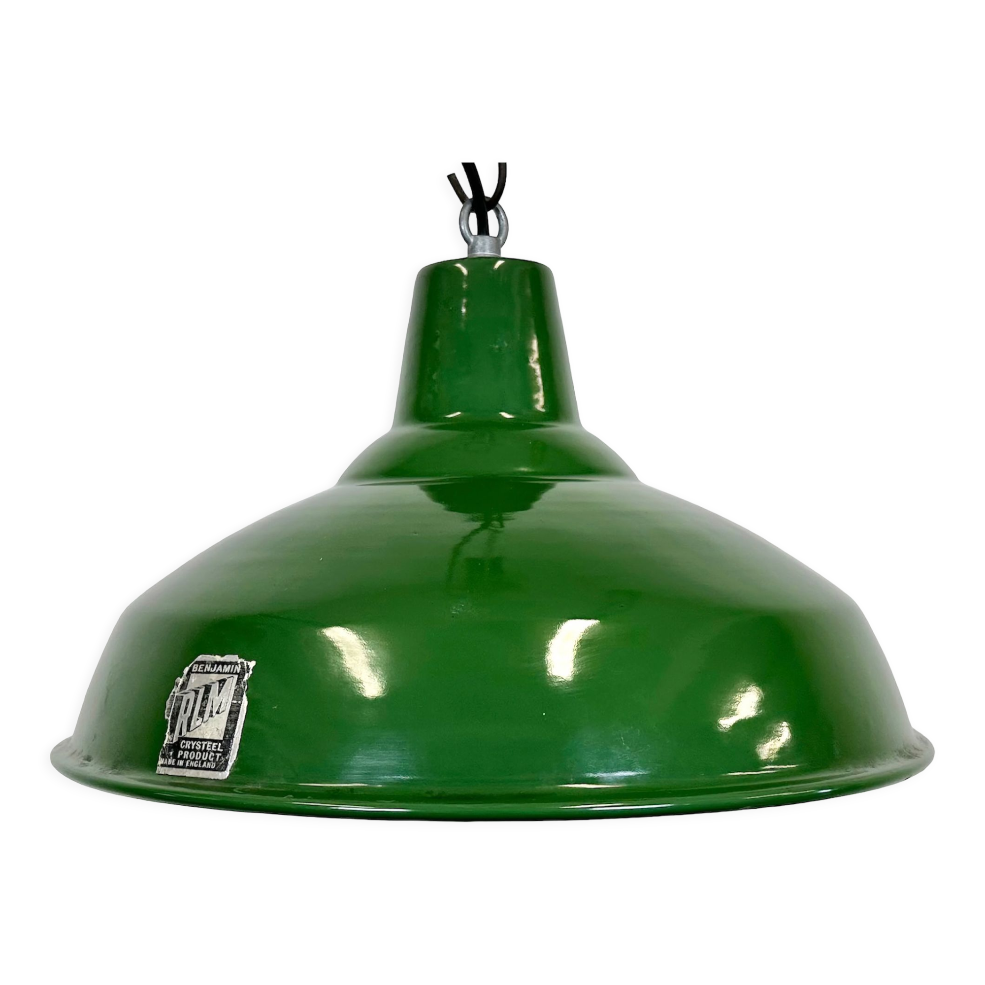 Industrial Green Enamel Factory Lamp from Benjamin, 1960s