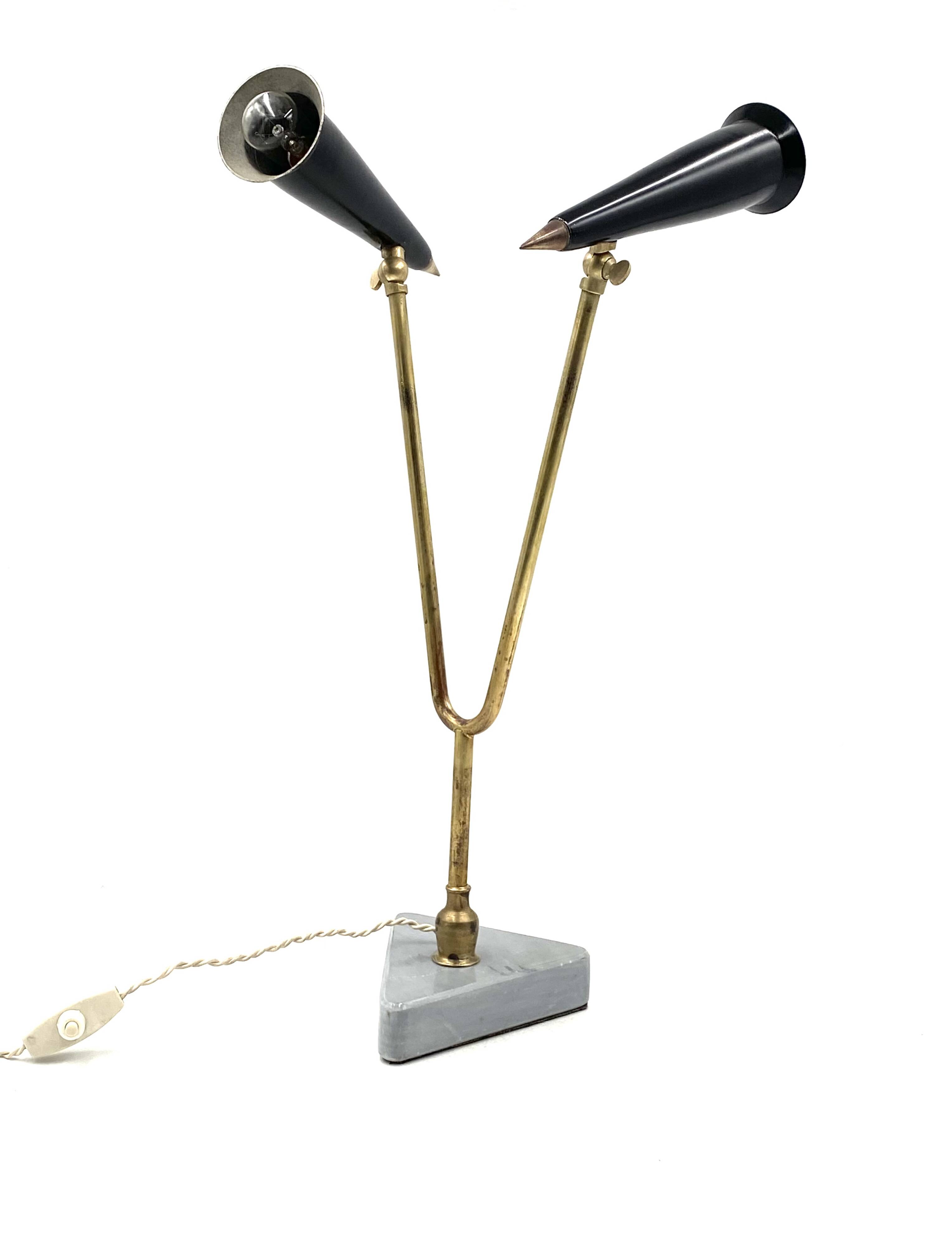 Mid-century double light table lamp, Italy 1960s