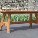 Table de ferme ancienne en bois, table bois, table de salle à manger, brutaliste, chalet, campagne,