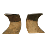 Pair of bronze candle holders by Monique Gerber