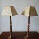 Pair of tall turned wooden lamps