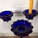 Old reims glass candlesticks cobalt blue