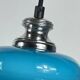 Suspension lustre globe in blue opaline glass from the 1970s.