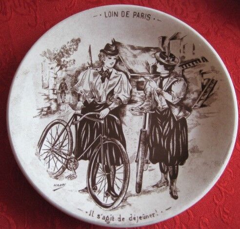 6 decorative plates "bike" sarreguemines