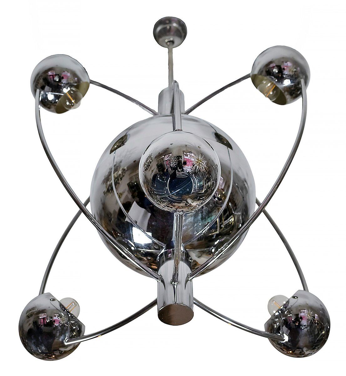 Mid-century modern space age Italian chrome chandelier, 1960