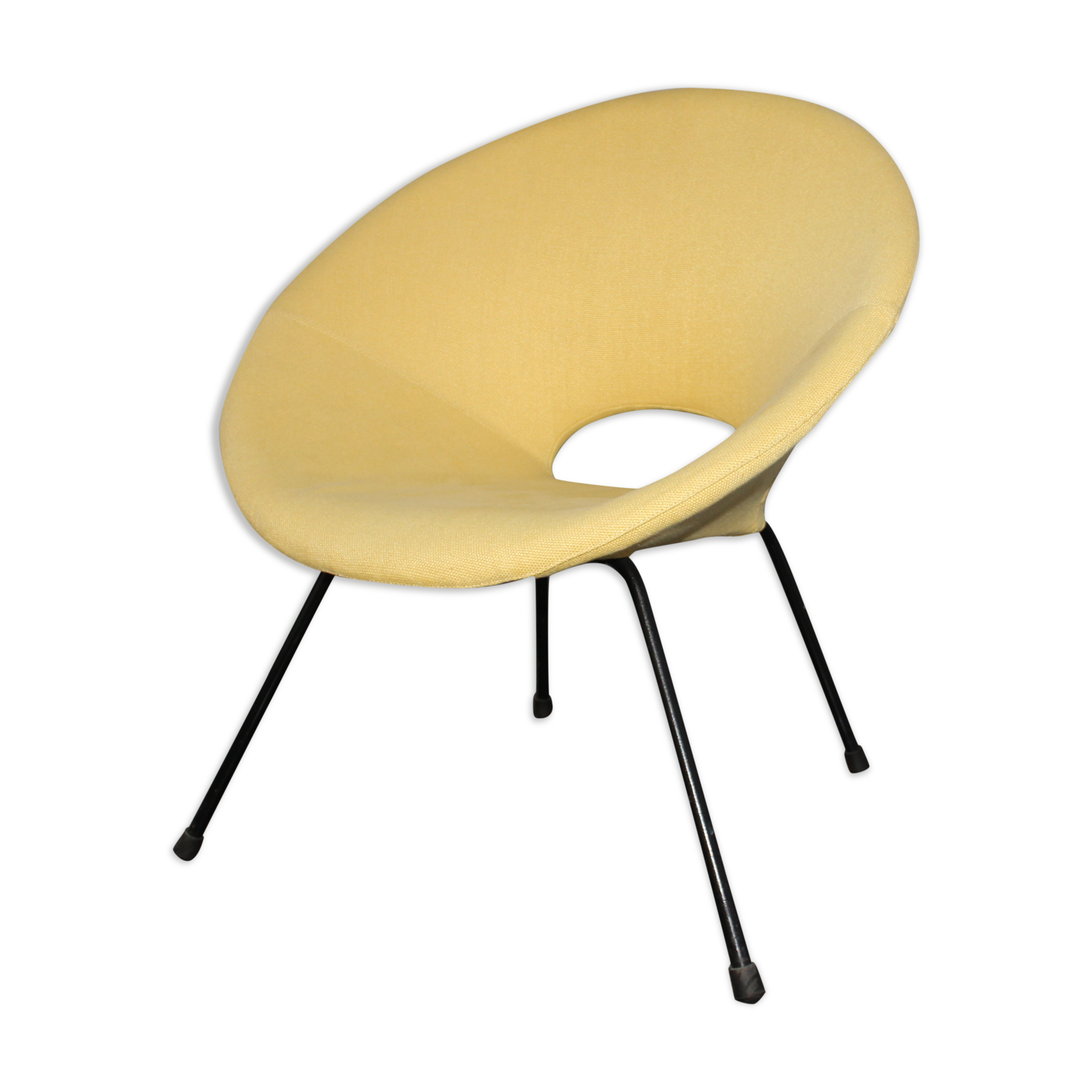 Italian midcentury round yellow armchair