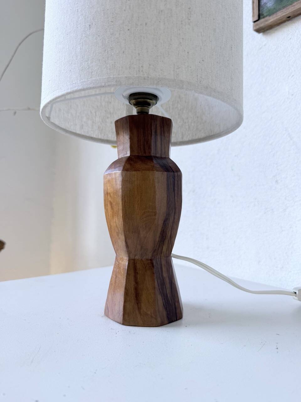 Brutalist walnut table lamp 1950