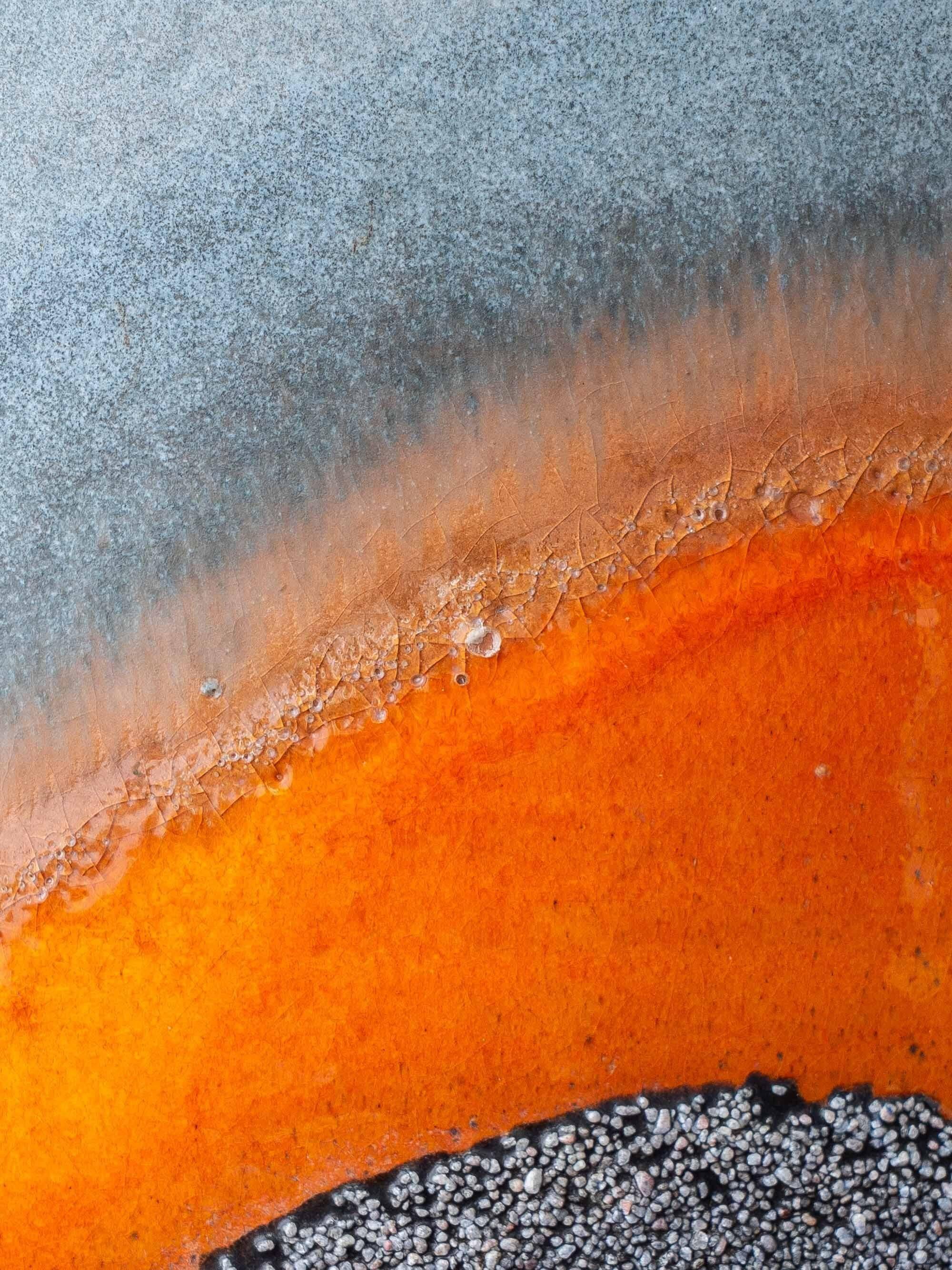 XXL Mid-Century Modern grey and orange ceramic table lamp Carstens Tönnieshof