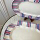 Duo of rectangular dishes HBCM model "Scottish" pink and blue 50s