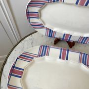 Duo of rectangular dishes HBCM model "Scottish" pink and blue 50s