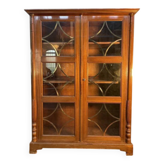 Bookcase - English display cabinet in mahogany and brass