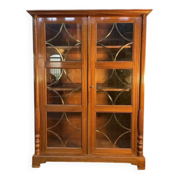 Bookcase - English display cabinet in mahogany and brass
