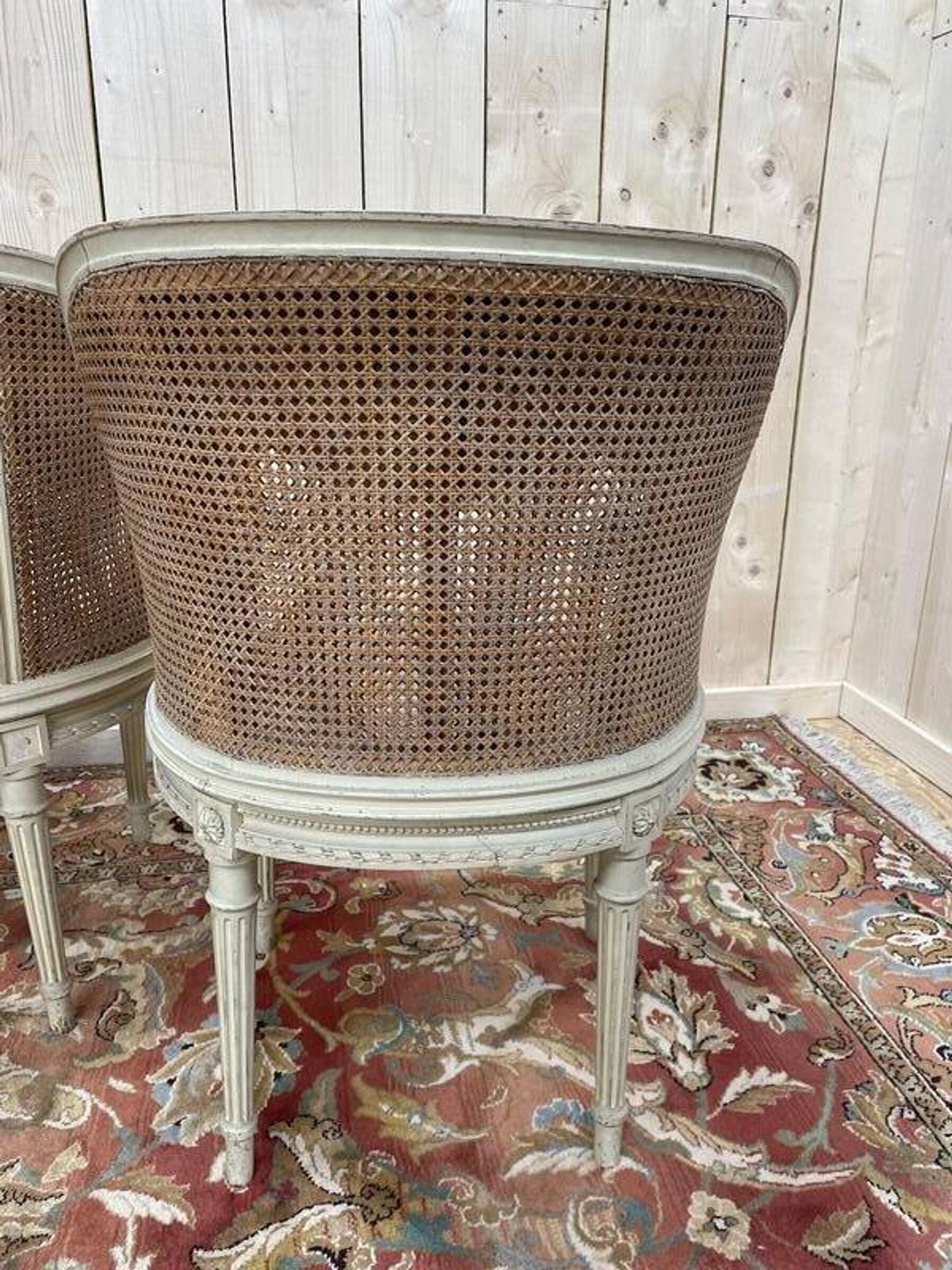 Salon de style Louis XVI en cannage 1900
