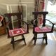 Pair of carved solid wood Dolomites armchairs