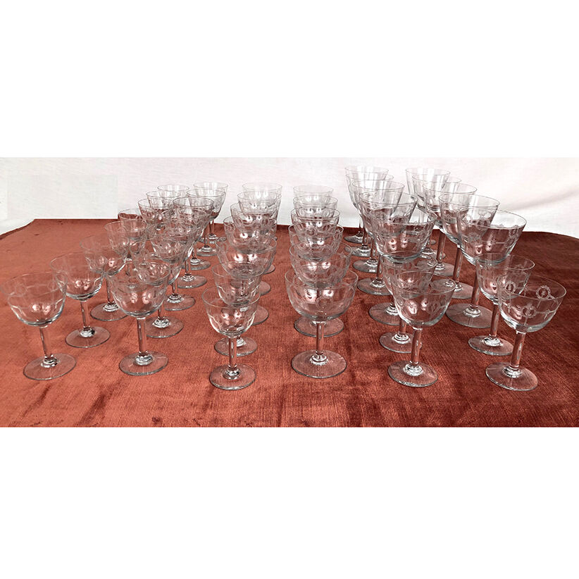 Service of cut crystal glasses. 42 pieces