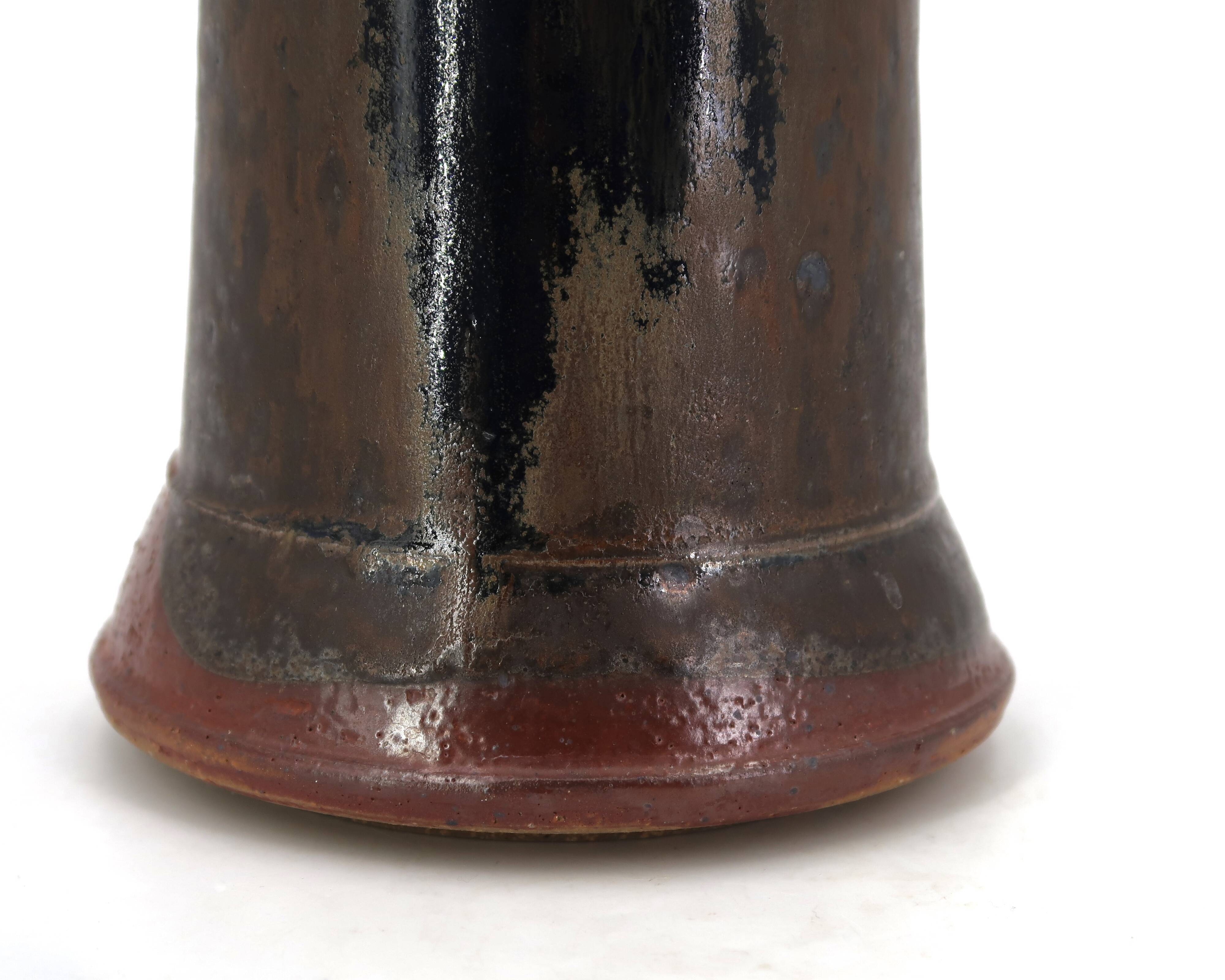 Vase en céramique de Tristan Chaillot, décor abstrait, grès des années 70
