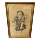 Charlotte portrait of little boy with gun signed charlotte fayard from 1879