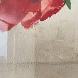 Tableau ancien, nature morte aux coquelicots, années 60