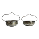 Art Deco pair of basket-shaped bowls with handles, silver-plated, circa 1940.