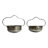 Paire de paniers, coupes à anse, vide poche Art déco en métal argenté vers 1940