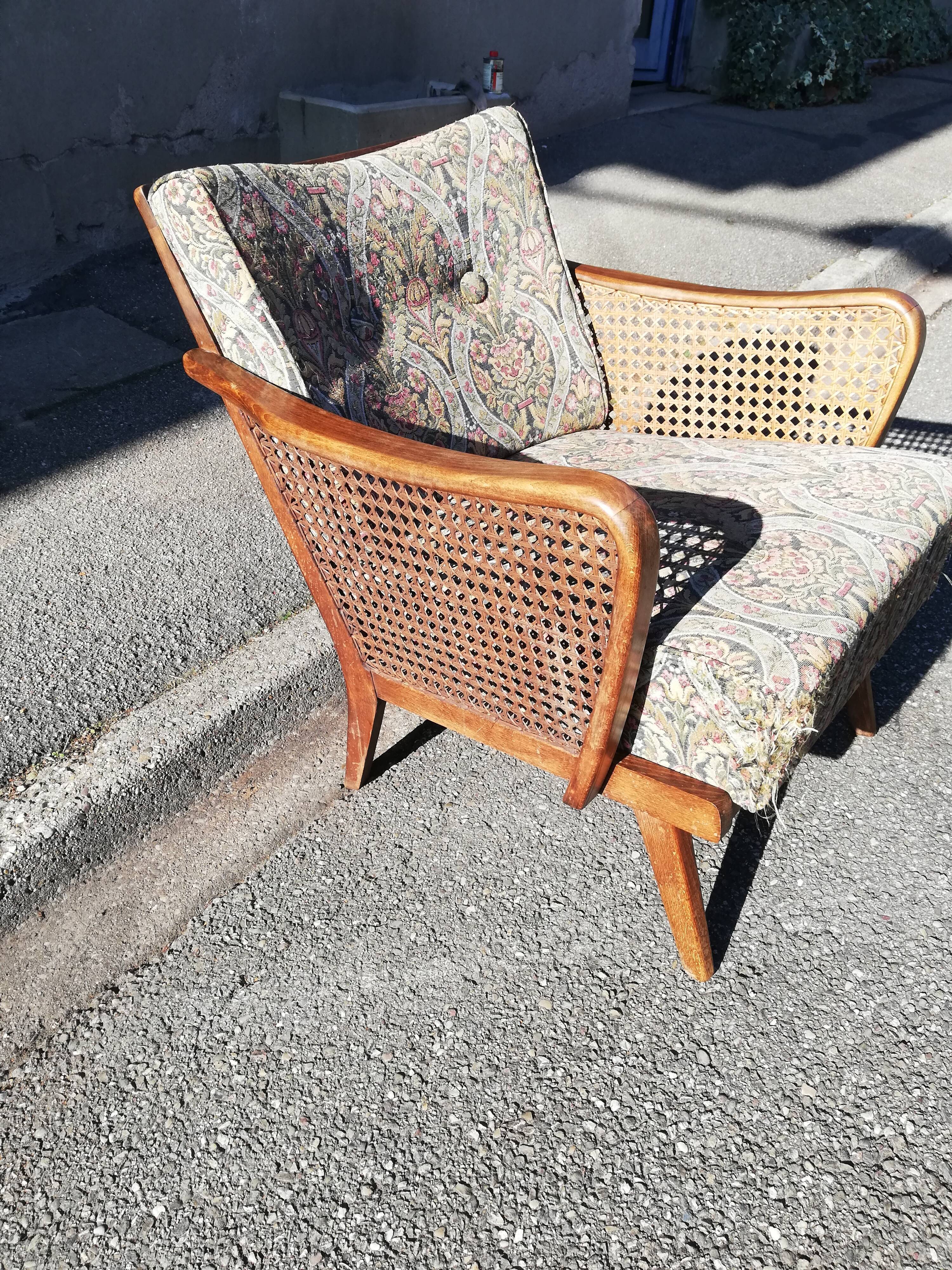 Armchair year 50 canage and compass foot