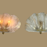 Paire d appliques mural en verre de murano en forme de coquillage des années 70