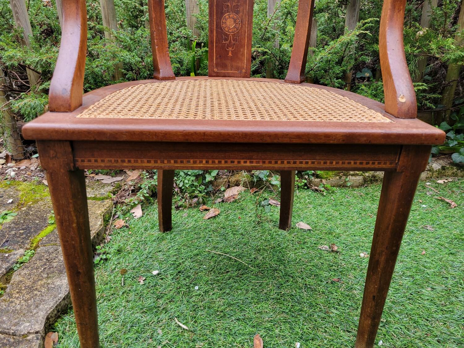 Wooden and cane office chair