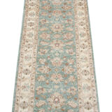 Traditional green cream ziegler rug, oriental floral wool rug-70x190cm