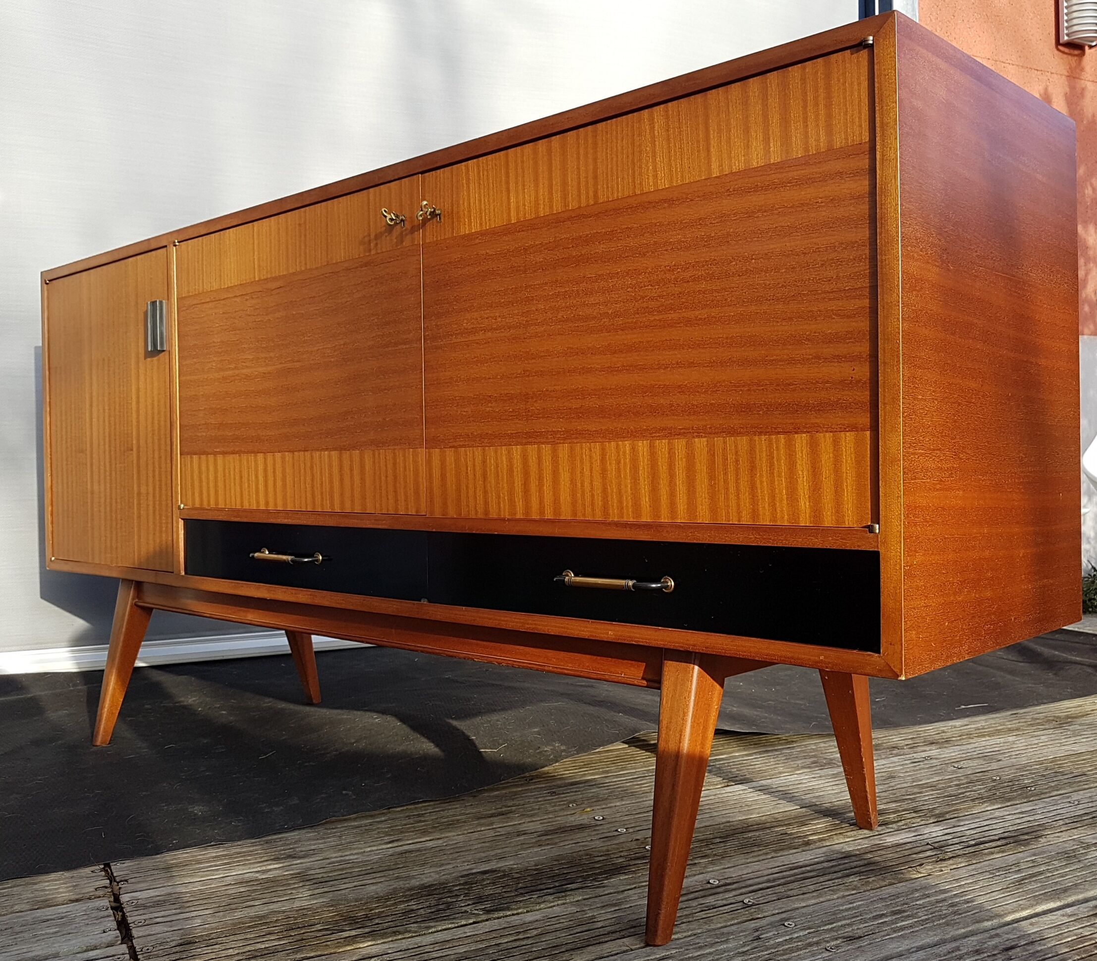 Sideboard in teck and formica black design Charles Ramos